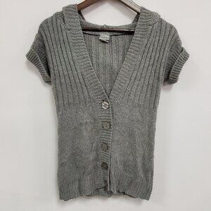 Daytrip Womens Y2K Button Front Babydoll Cardigan Size S Gray Preppy Academia